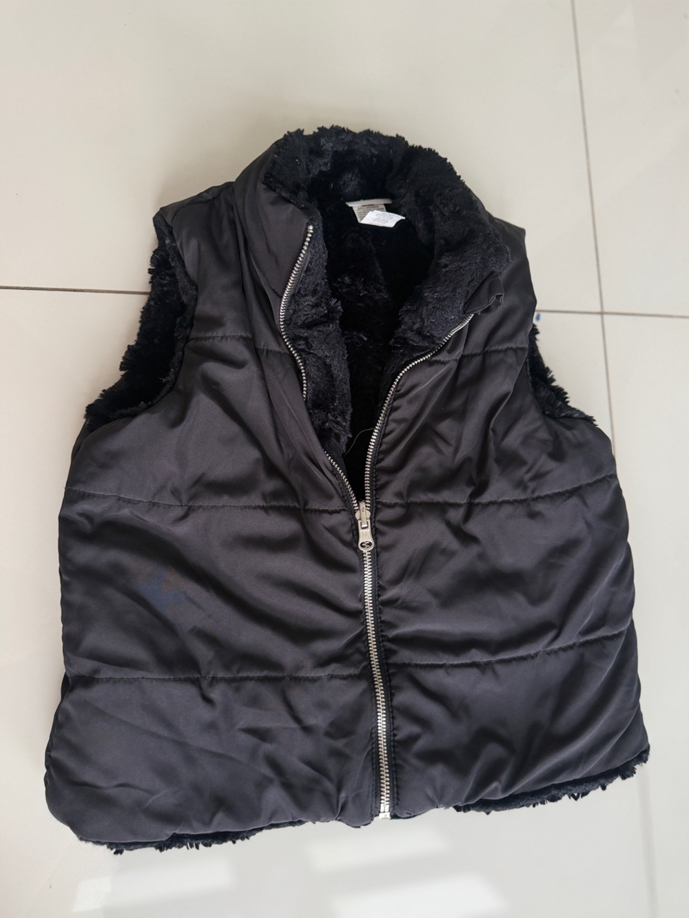 Rachel Zoe Black Faux Fur Lined Puffer Vest girls size 8